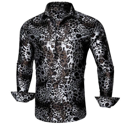 Novelty Silky Shirt Sale Buy 1 Get 1 Free Random Design in Your Size - Leopard Snow