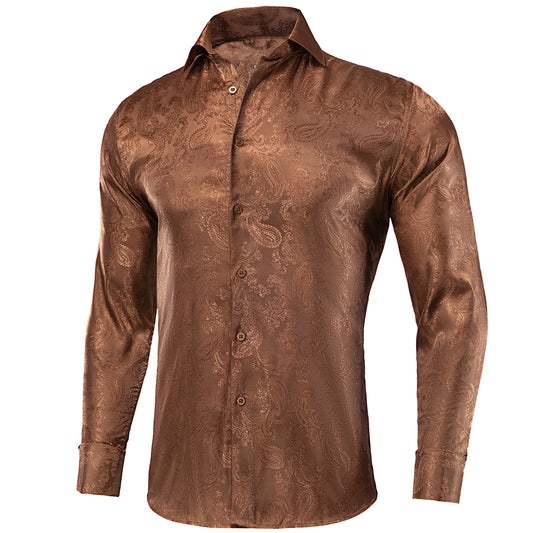 Novelty Silky Shirt Sale Buy 1 Get 1 Free Random Design in Your Size - Mocha Nuts