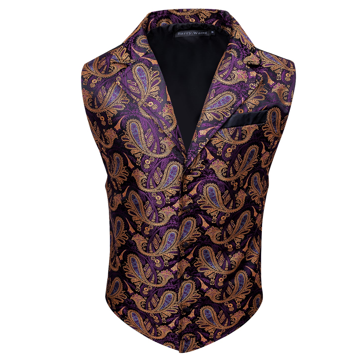 Victorian Waistcoat Steampunk Vintage Vest Silky Retro Paisley Purple Yellow