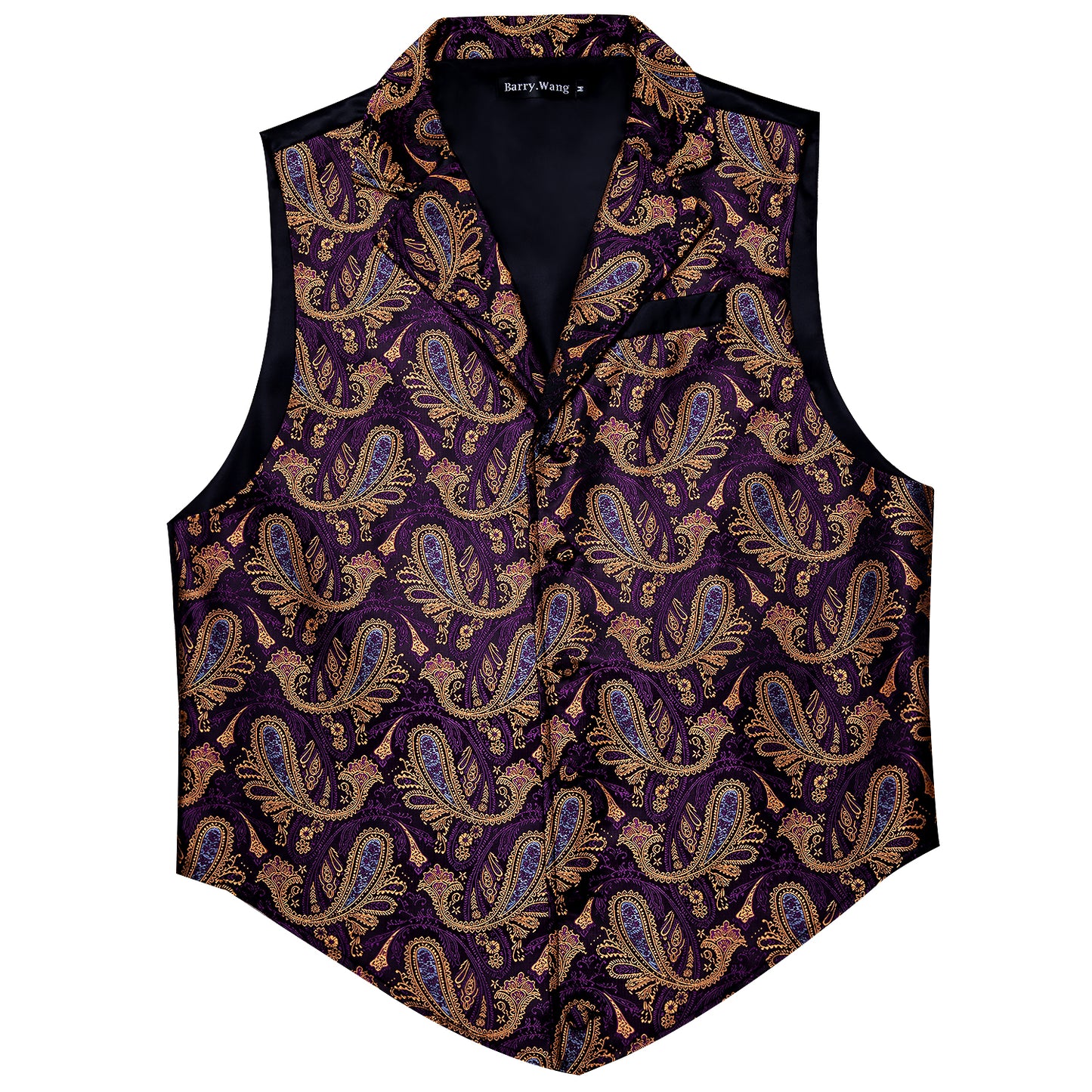Victorian Waistcoat Steampunk Vintage Vest Silky Retro Paisley Purple Yellow