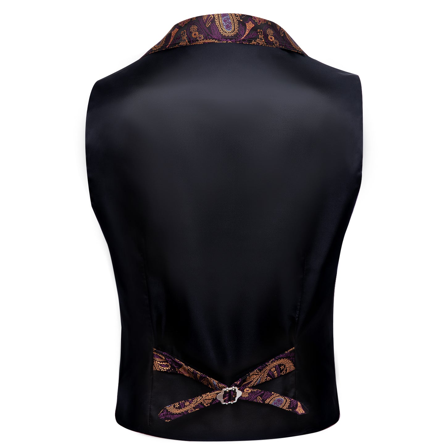 Victorian Waistcoat Steampunk Vintage Vest Silky Retro Paisley Purple Yellow