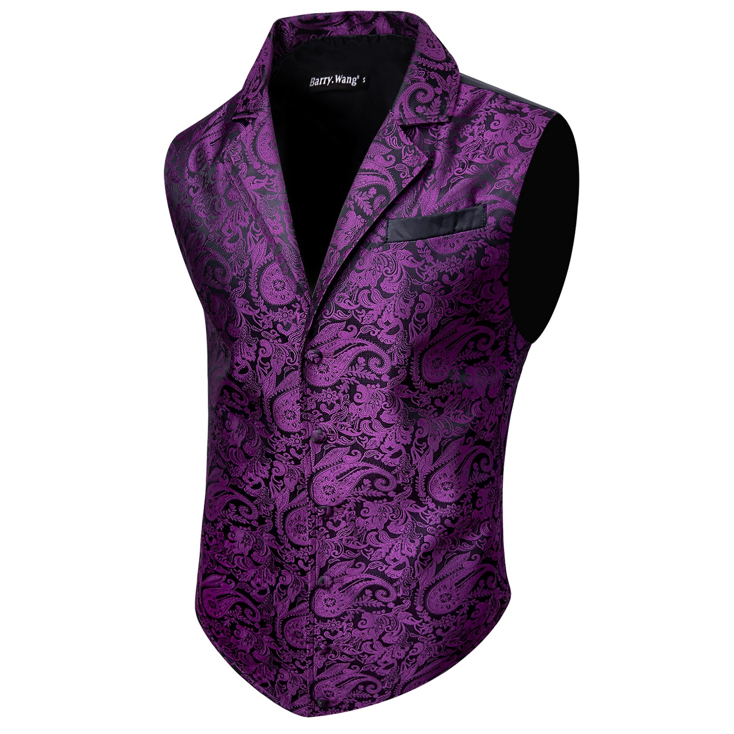 Victorian Waistcoat Steampunk Vintage Vest Silky Retro Paisley Purple