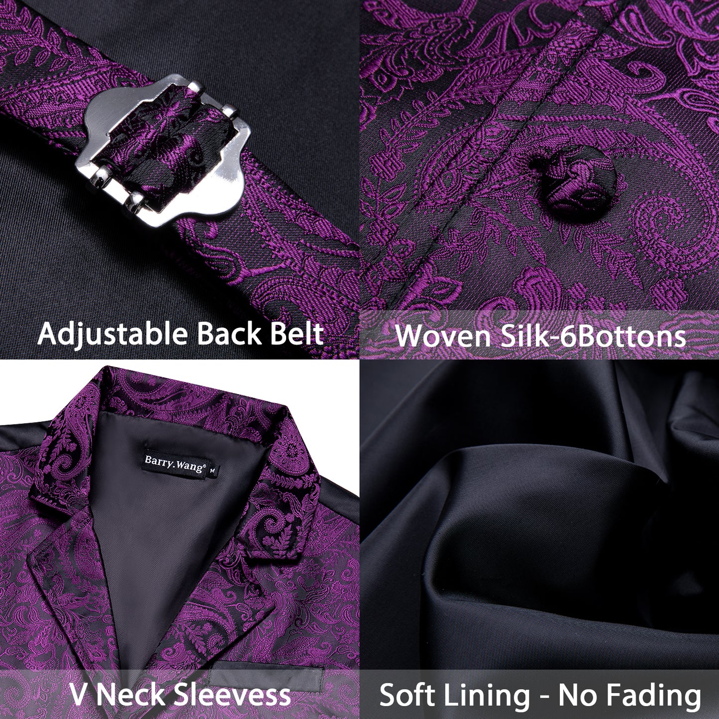 Victorian Waistcoat Steampunk Vintage Vest Silky Retro Paisley Purple