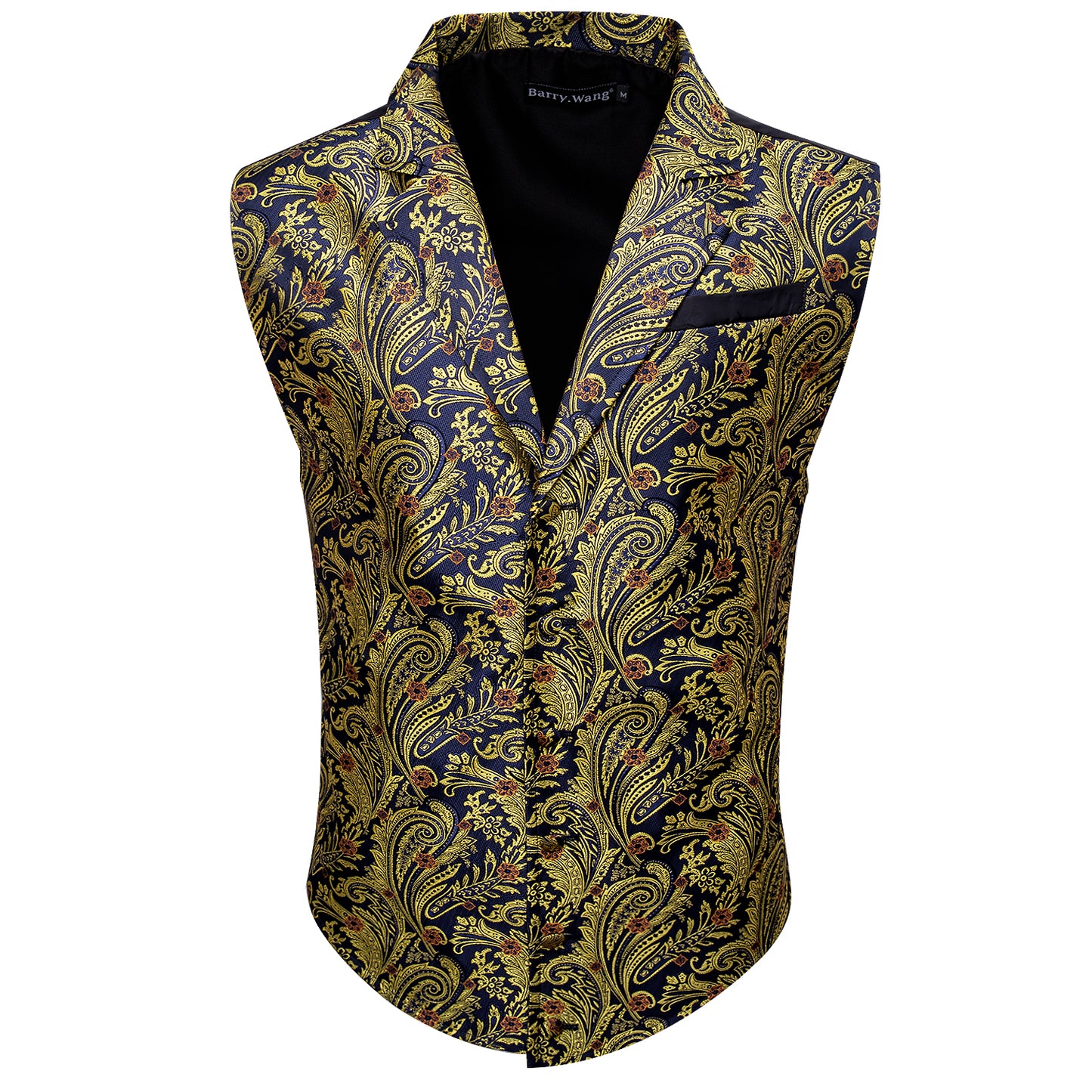 Victorian Waistcoat Steampunk Vintage Vest Silky Retro Paisley Gold Blue
