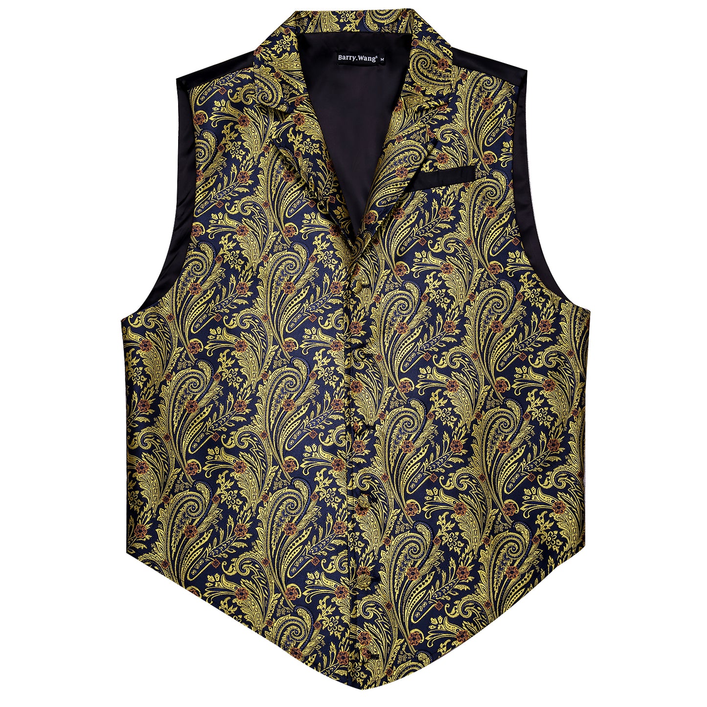Victorian Waistcoat Steampunk Vintage Vest Silky Retro Paisley Gold Blue