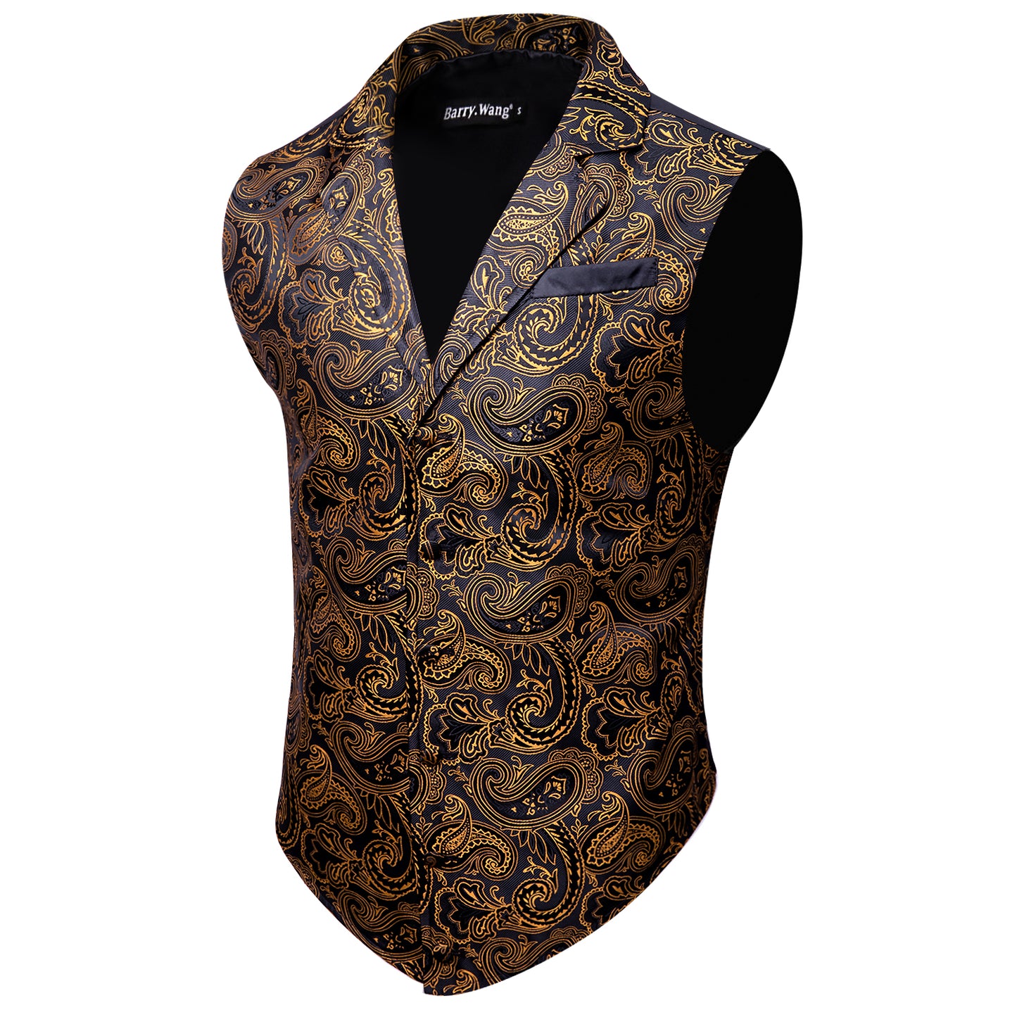 Victorian Waistcoat Steampunk Vintage Vest Silky Retro Paisley Dawn Gold