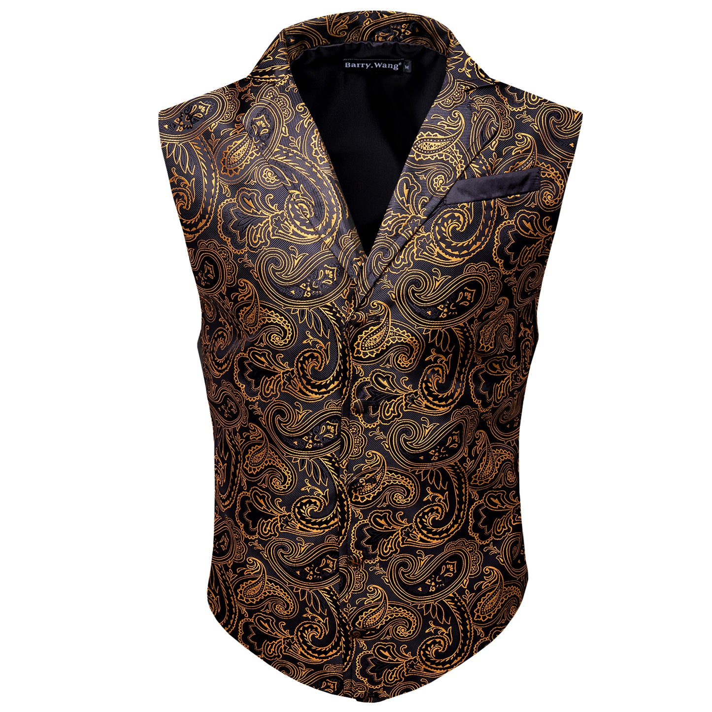 Victorian Waistcoat Steampunk Vintage Vest Silky Retro Paisley Dawn Gold