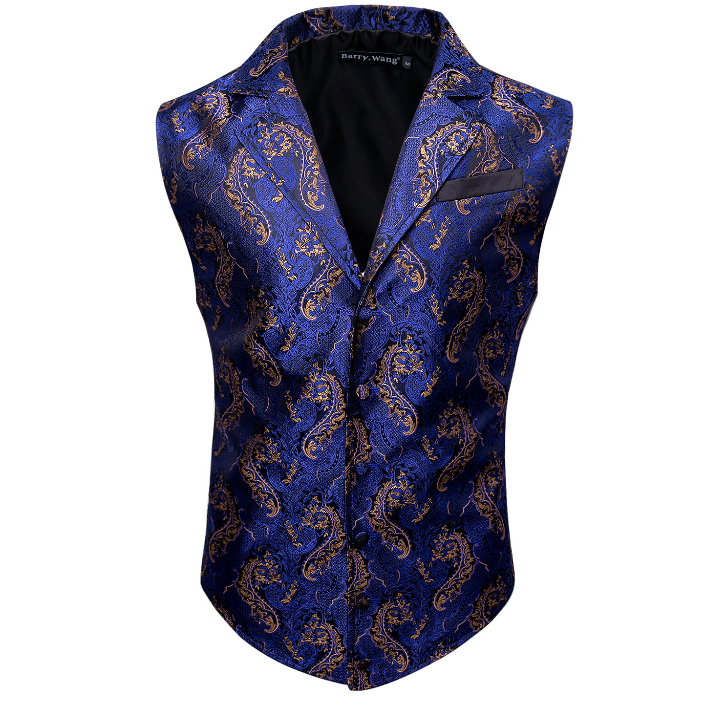 Victorian Waistcoat Steampunk Vintage Vest Silky Retro Paisley Denim Blue