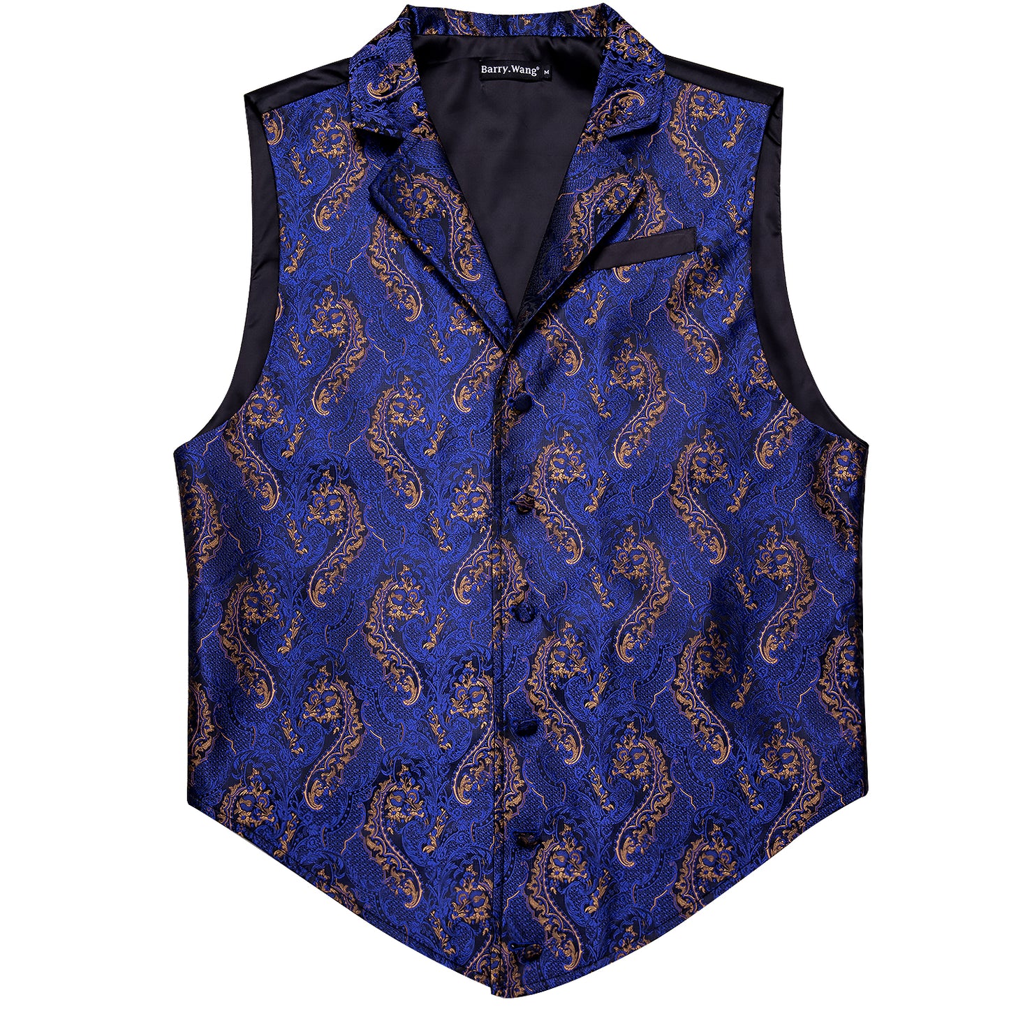 Victorian Waistcoat Steampunk Vintage Vest Silky Retro Paisley Denim Blue
