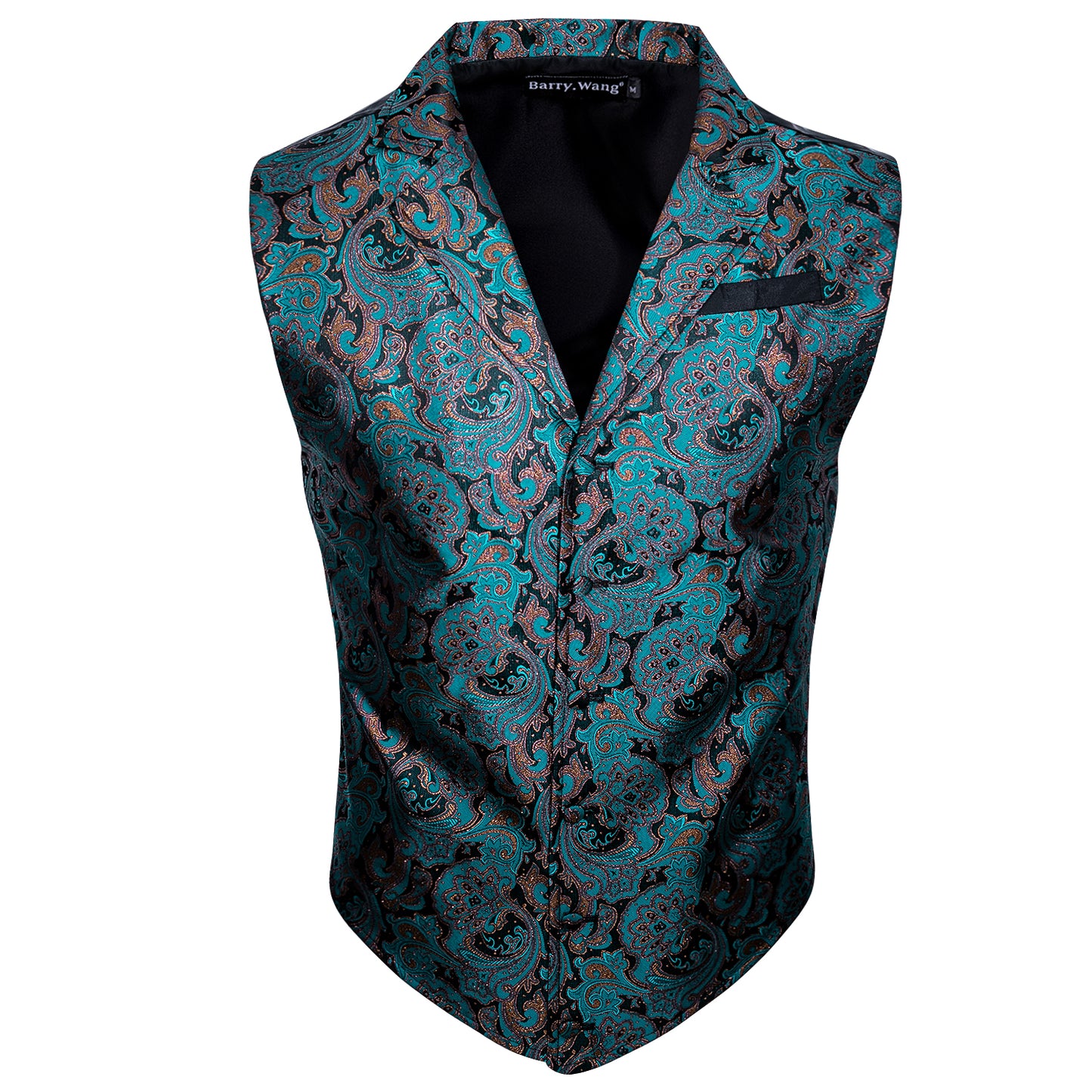 Victorian Waistcoat Steampunk Vintage Vest Silky Retro Paisley Turquoise