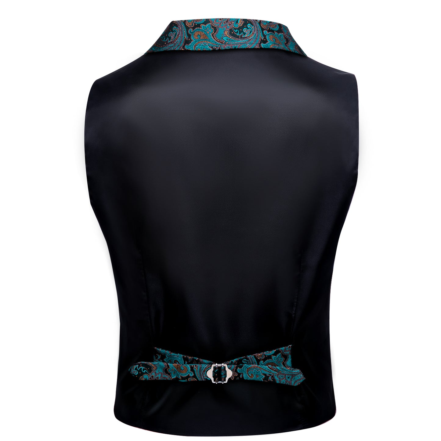 Victorian Waistcoat Steampunk Vintage Vest Silky Retro Paisley Turquoise