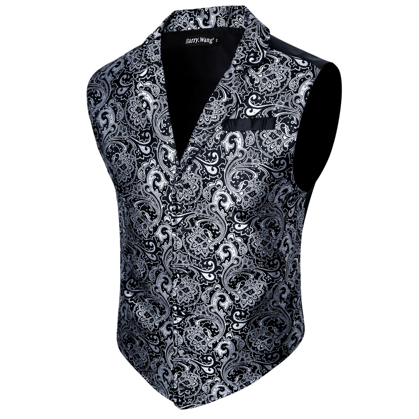 Victorian Waistcoat Steampunk Vintage Vest Silky Retro Paisley Steel Grey