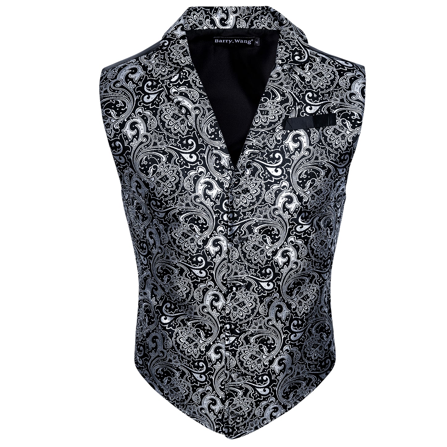 Victorian Waistcoat Steampunk Vintage Vest Silky Retro Paisley Steel Grey