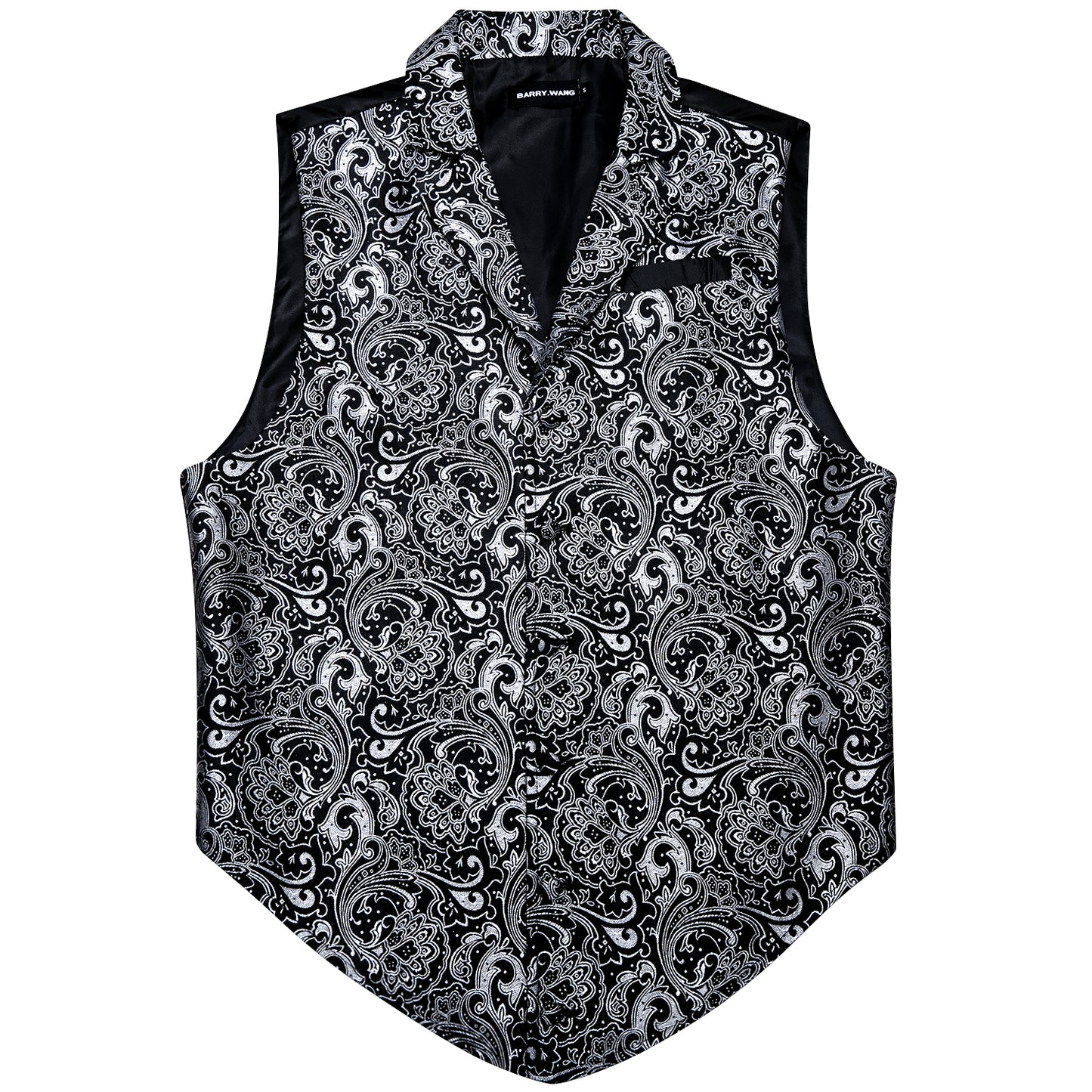 Victorian Waistcoat Steampunk Vintage Vest Silky Retro Paisley Steel Grey