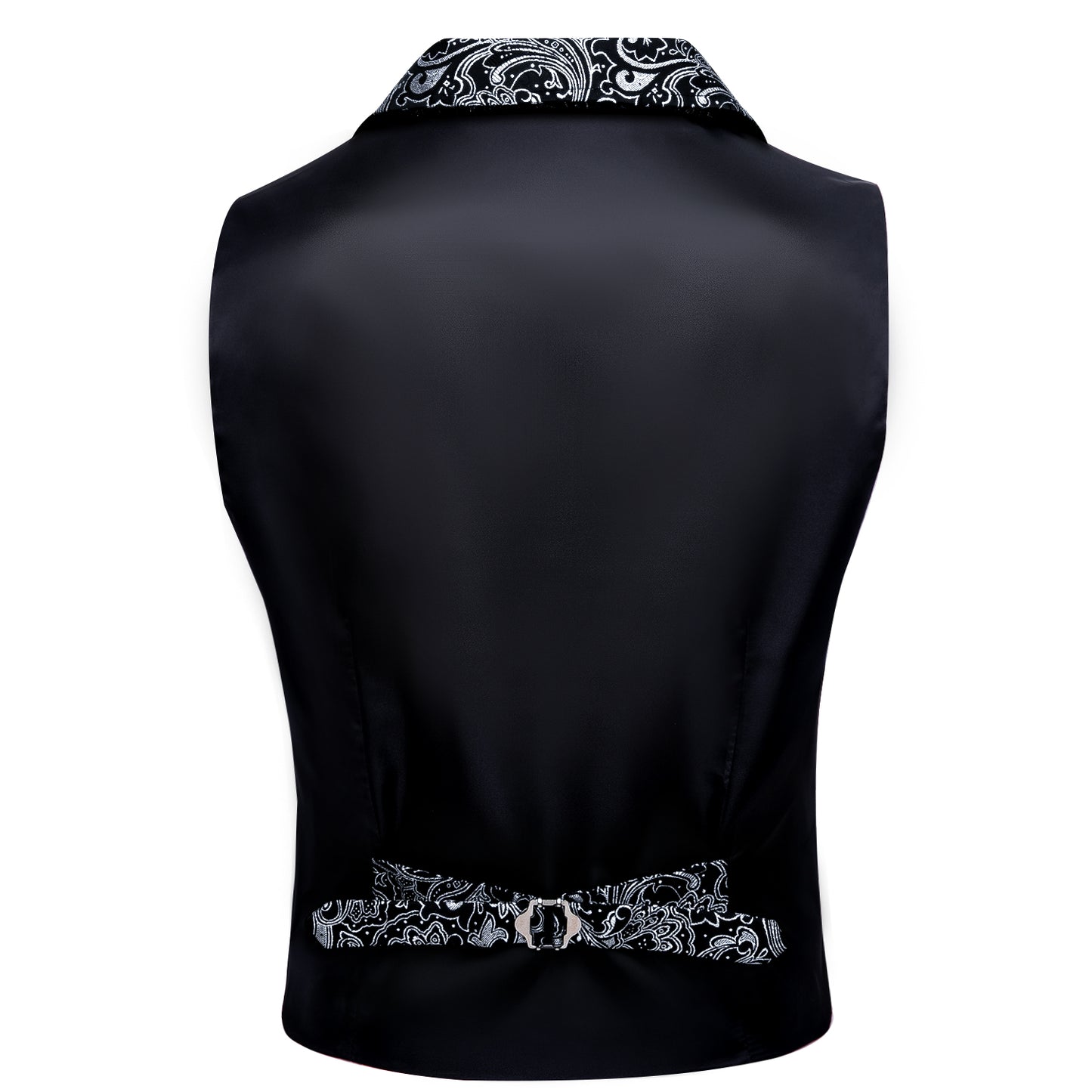 Victorian Waistcoat Steampunk Vintage Vest Silky Retro Paisley Steel Grey