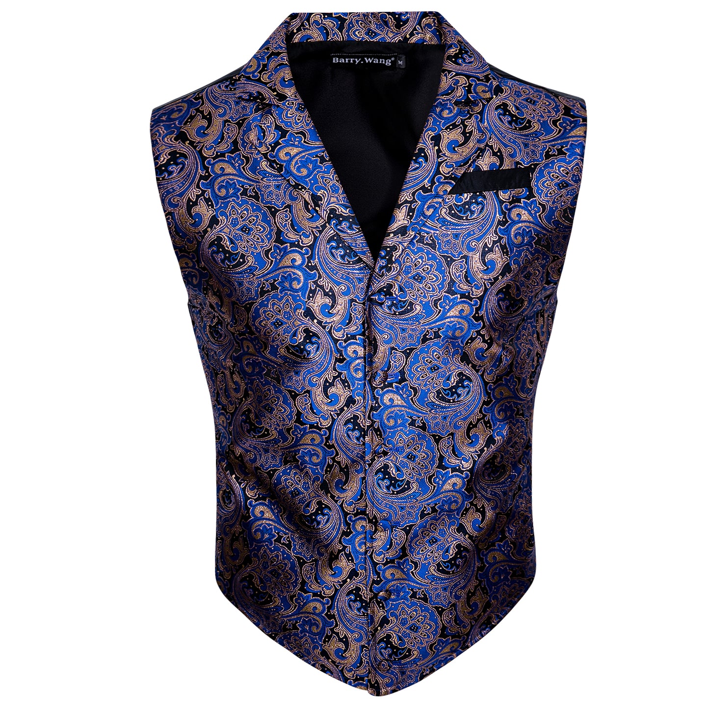 Victorian Waistcoat Steampunk Vintage Vest Silky Retro Paisley Blue Royal