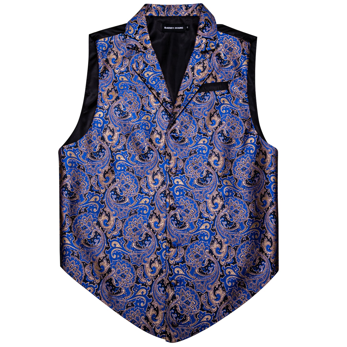 Victorian Waistcoat Steampunk Vintage Vest Silky Retro Paisley Blue Royal