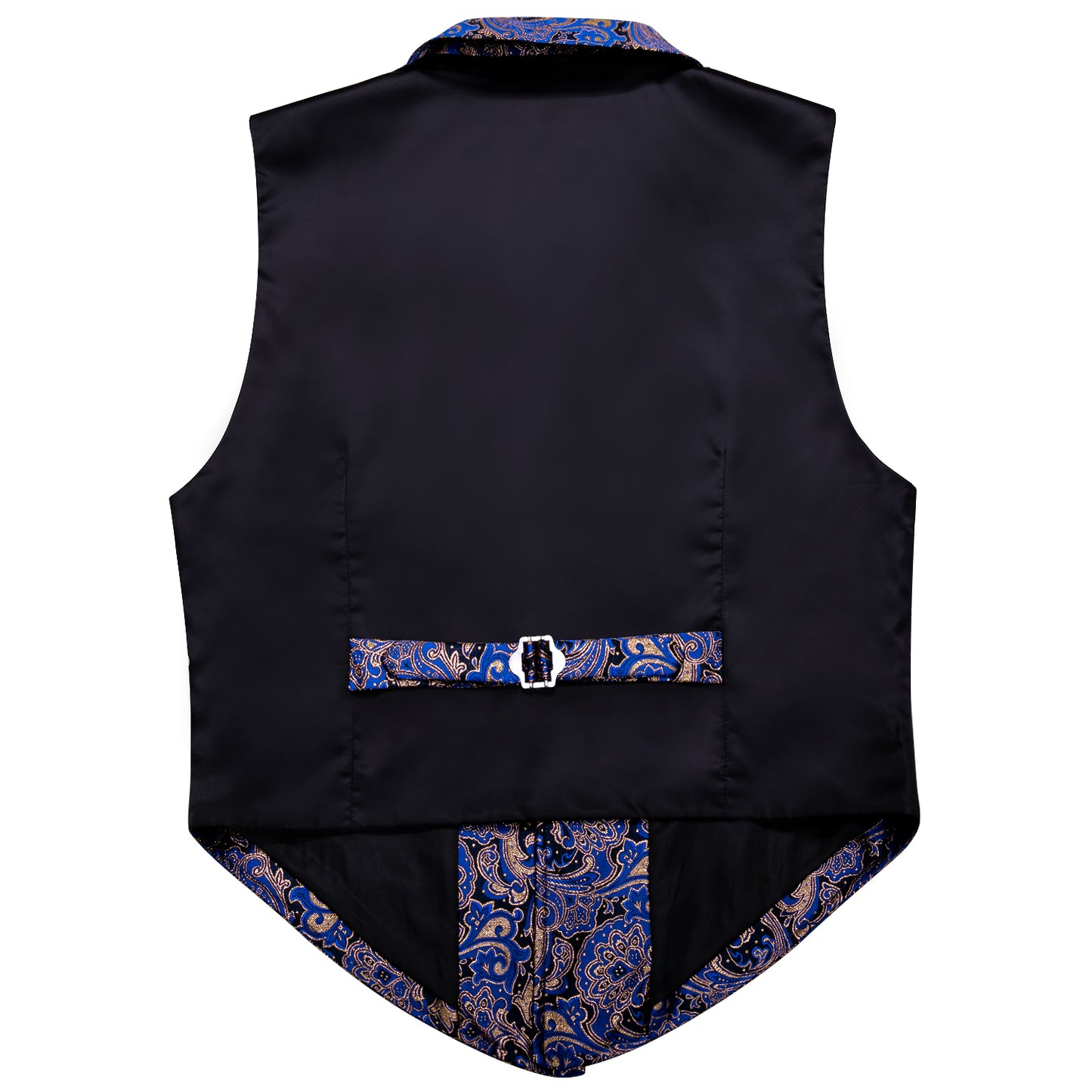 Victorian Waistcoat Steampunk Vintage Vest Silky Retro Paisley Blue Royal