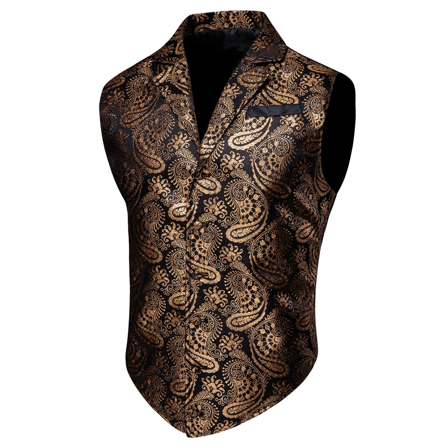 Victorian Waistcoat Steampunk Vintage Vest Silky Retro Paisley Gold