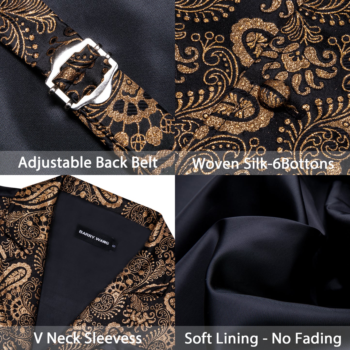 Victorian Waistcoat Steampunk Vintage Vest Silky Retro Paisley Gold