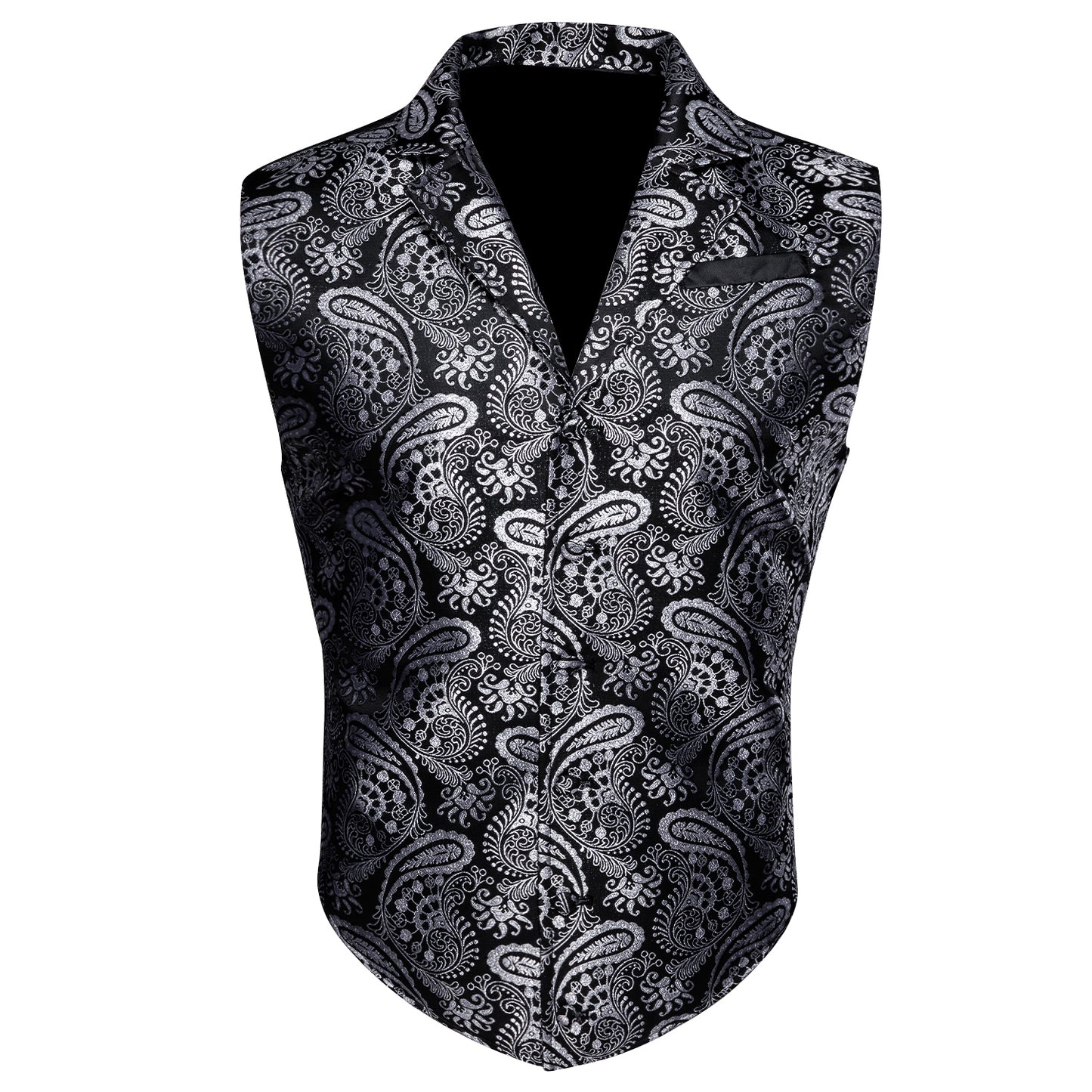 Victorian Waistcoat Steampunk Vintage Vest Silky Retro Paisley Grey