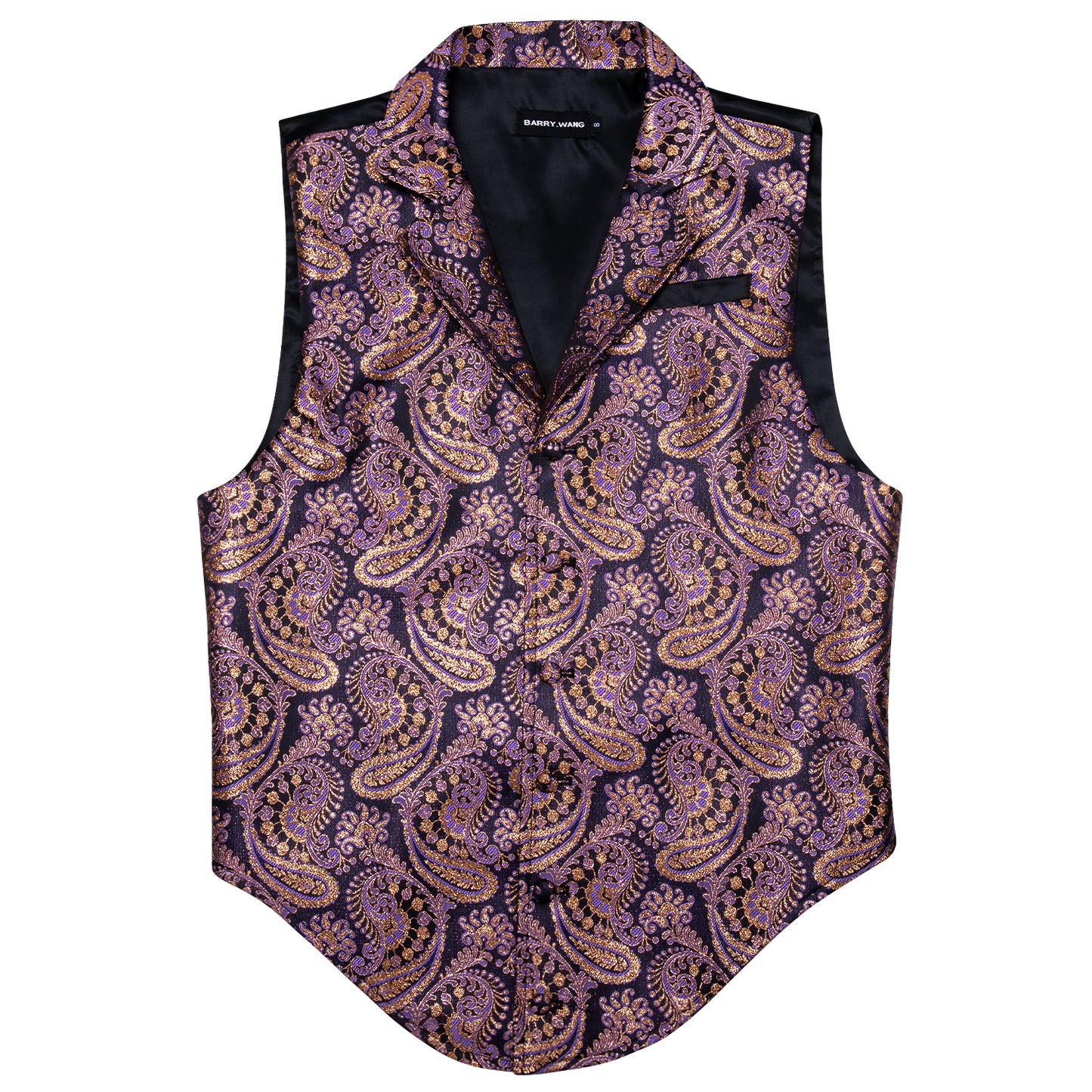 Victorian Waistcoat Steampunk Vintage Vest Silky Retro Paisley Violet