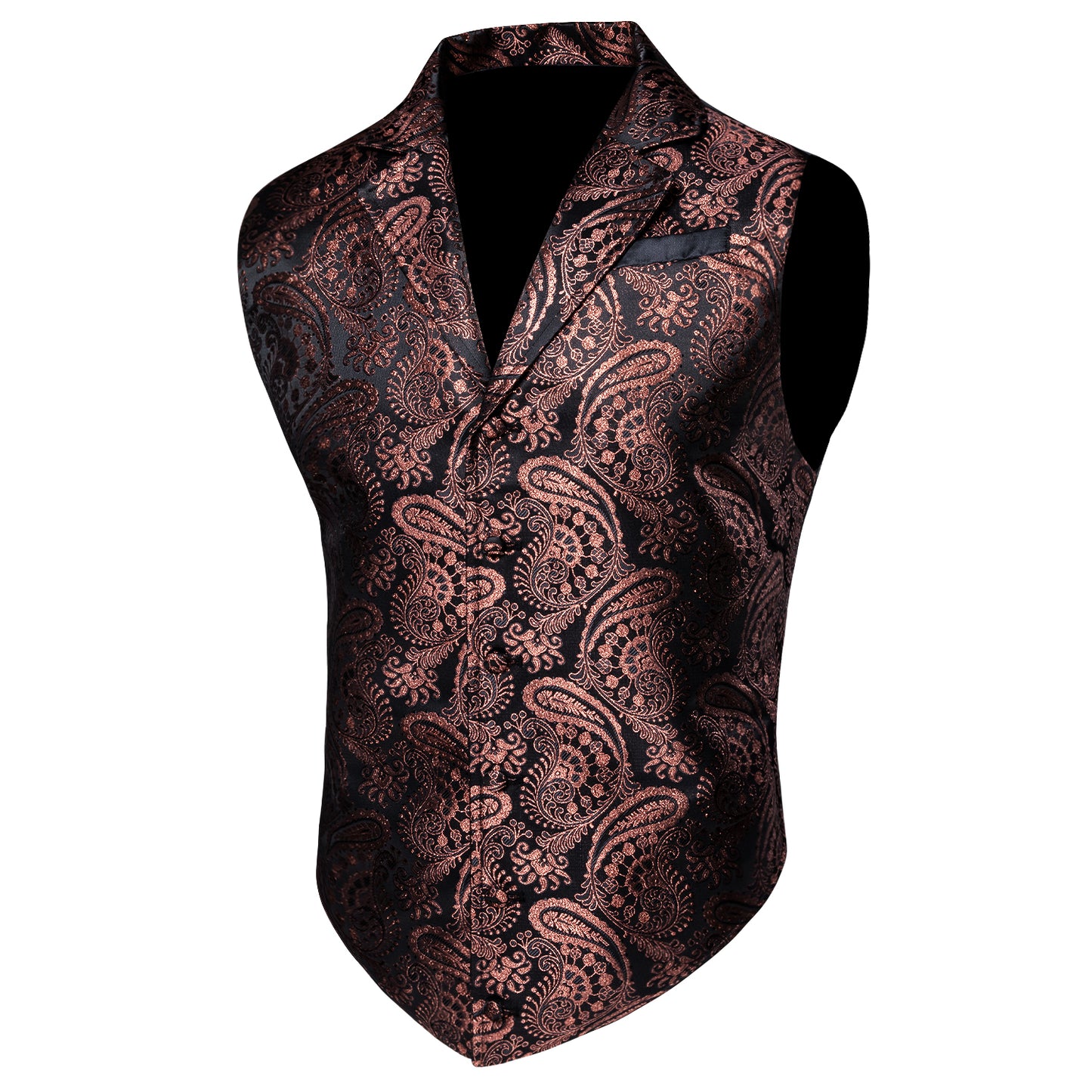 Victorian Waistcoat Steampunk Vintage Vest Silky Retro Paisley Bronze