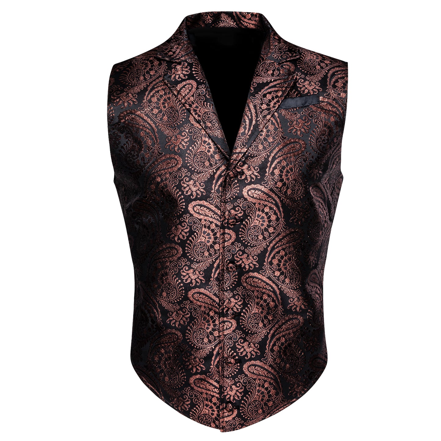 Victorian Waistcoat Steampunk Vintage Vest Silky Retro Paisley Bronze
