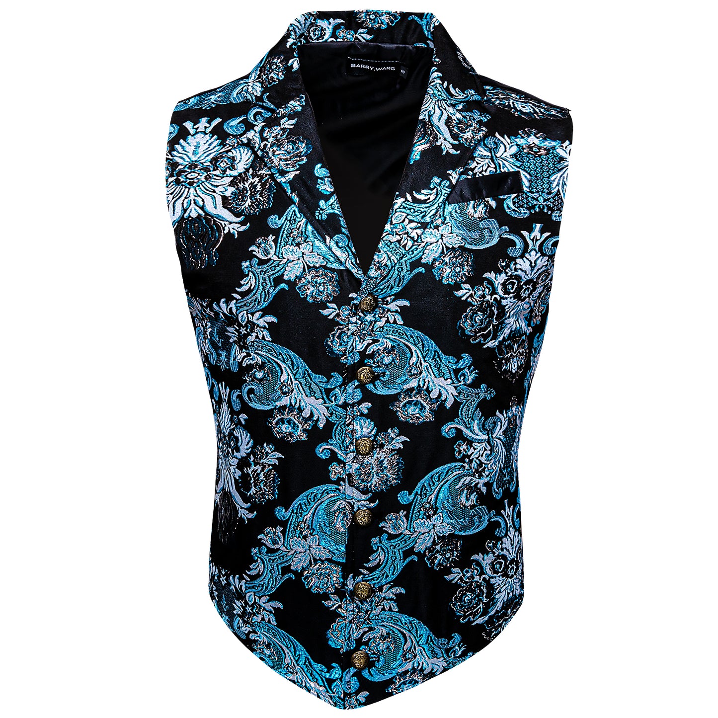 Victorian Waistcoat Steampunk Vintage Vest Silky Retro Palace Aqua Blue