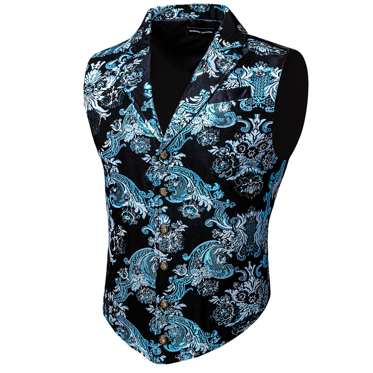 Victorian Waistcoat Steampunk Vintage Vest Silky Retro Palace Aqua Blue