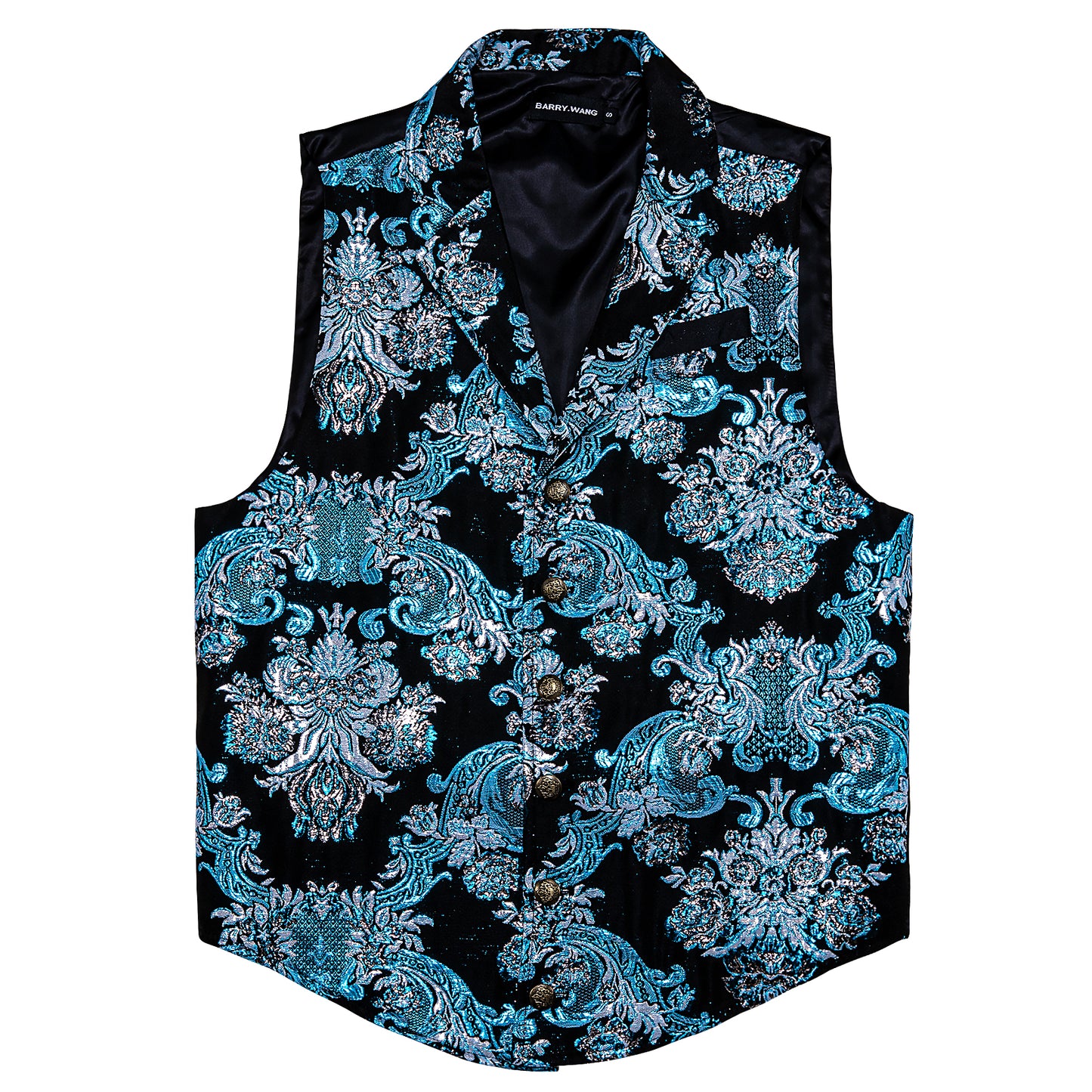 Victorian Waistcoat Steampunk Vintage Vest Silky Retro Palace Aqua Blue