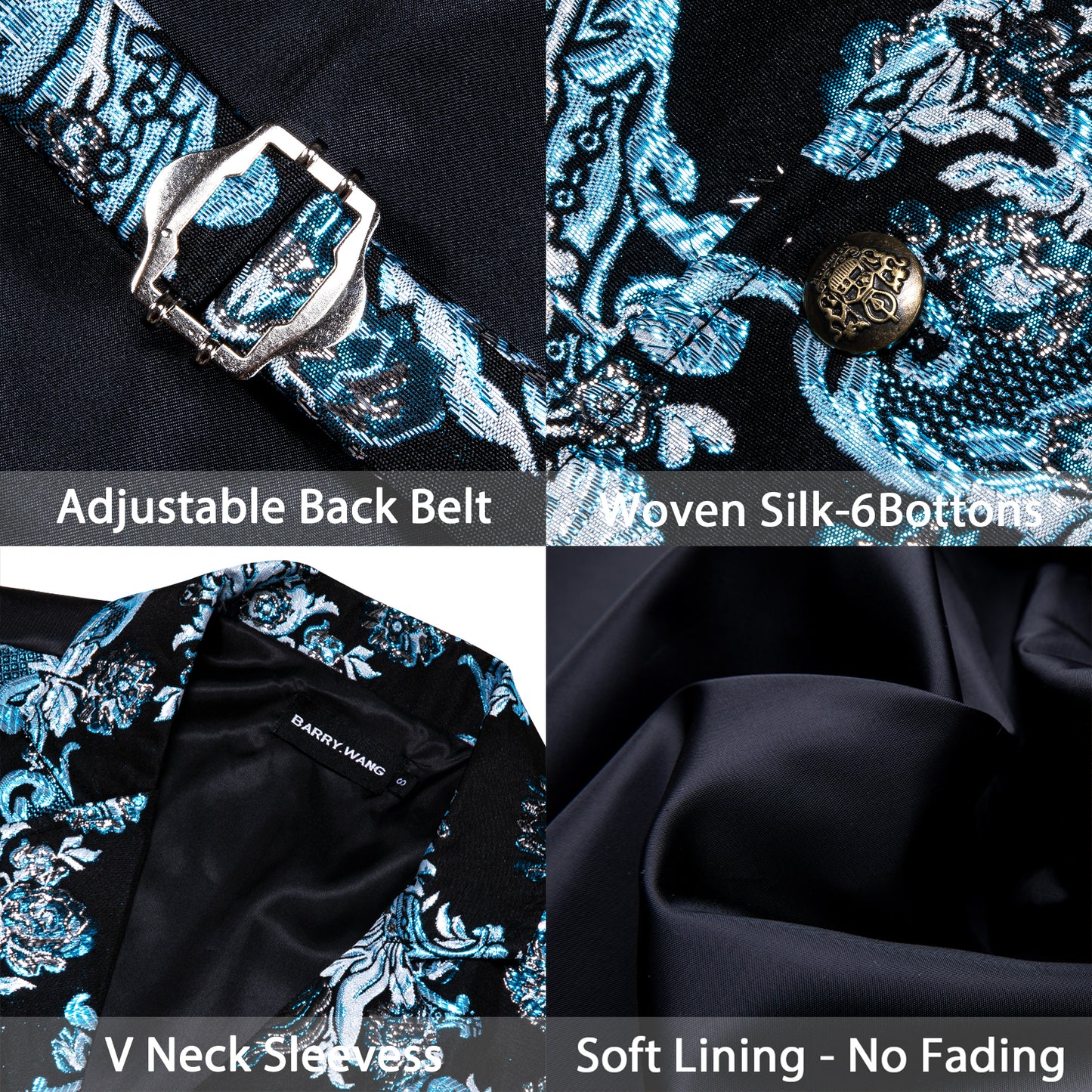 Victorian Waistcoat Steampunk Vintage Vest Silky Retro Palace Aqua Blue