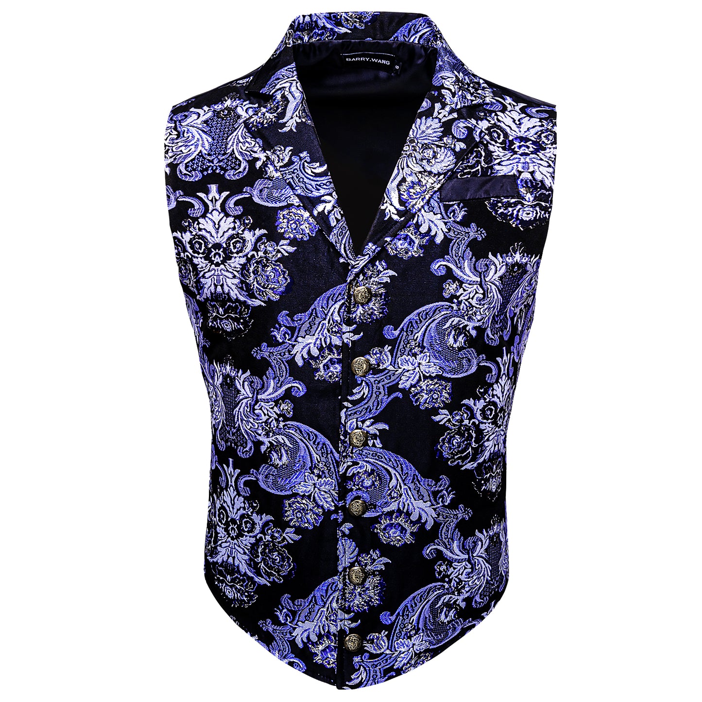 Victorian Waistcoat Steampunk Vintage Vest Silky Retro Palace Denim Blue