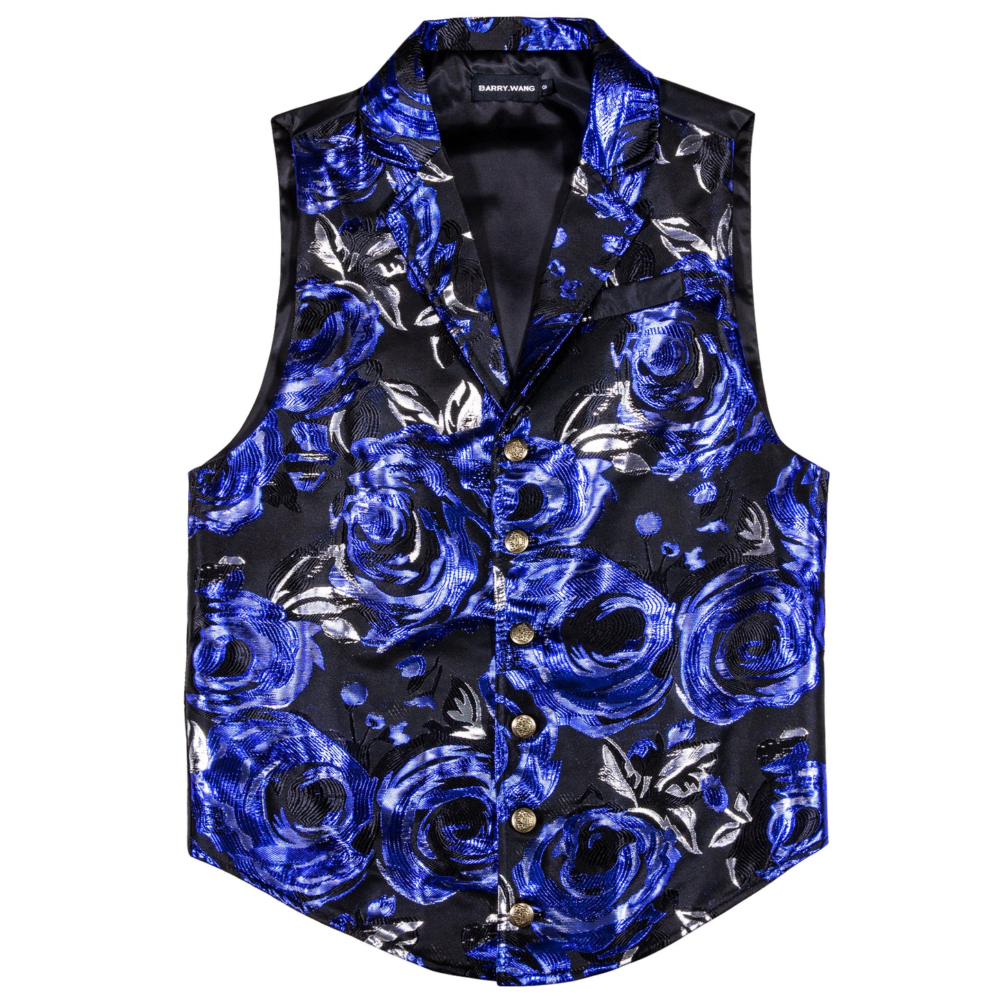 Victorian Waistcoat Steampunk Vintage Vest Silky Retro Ring Blue