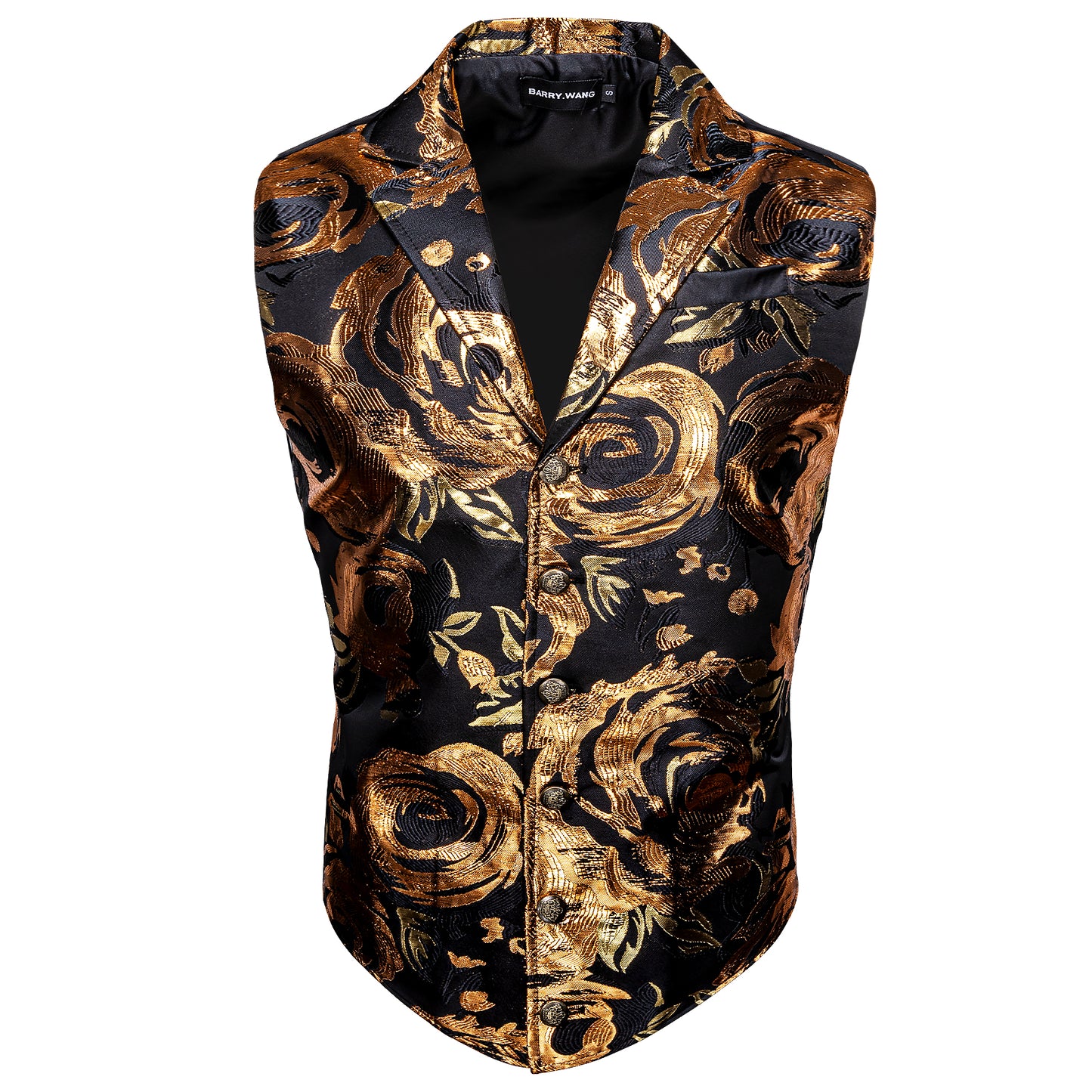 Victorian Waistcoat Steampunk Vintage Vest Silky Retro Ring Bronze