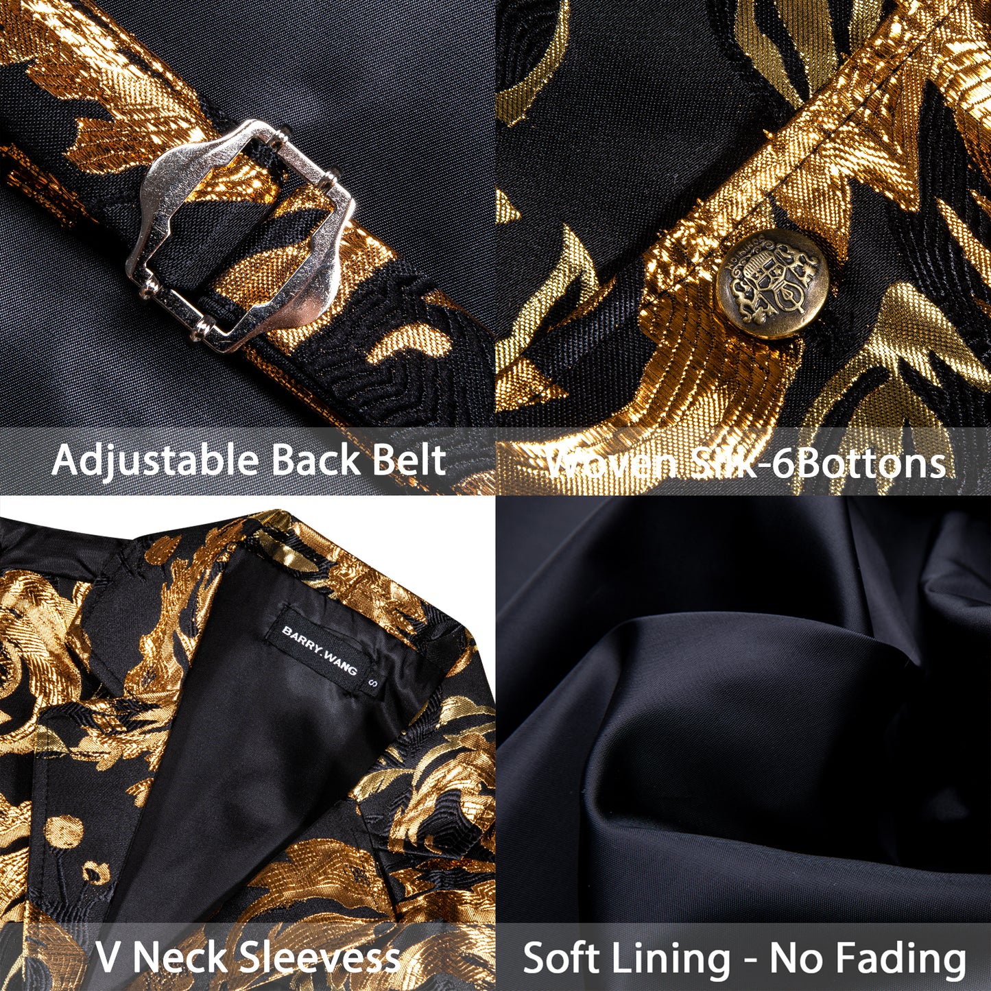 Victorian Waistcoat Steampunk Vintage Vest Silky Retro Ring Bronze