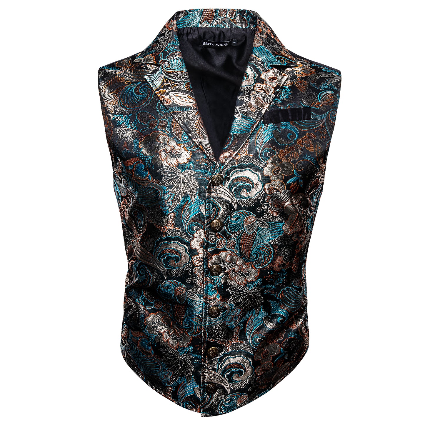 Victorian Waistcoat Steampunk Vintage Vest Silky Retro Icy Blue Silver