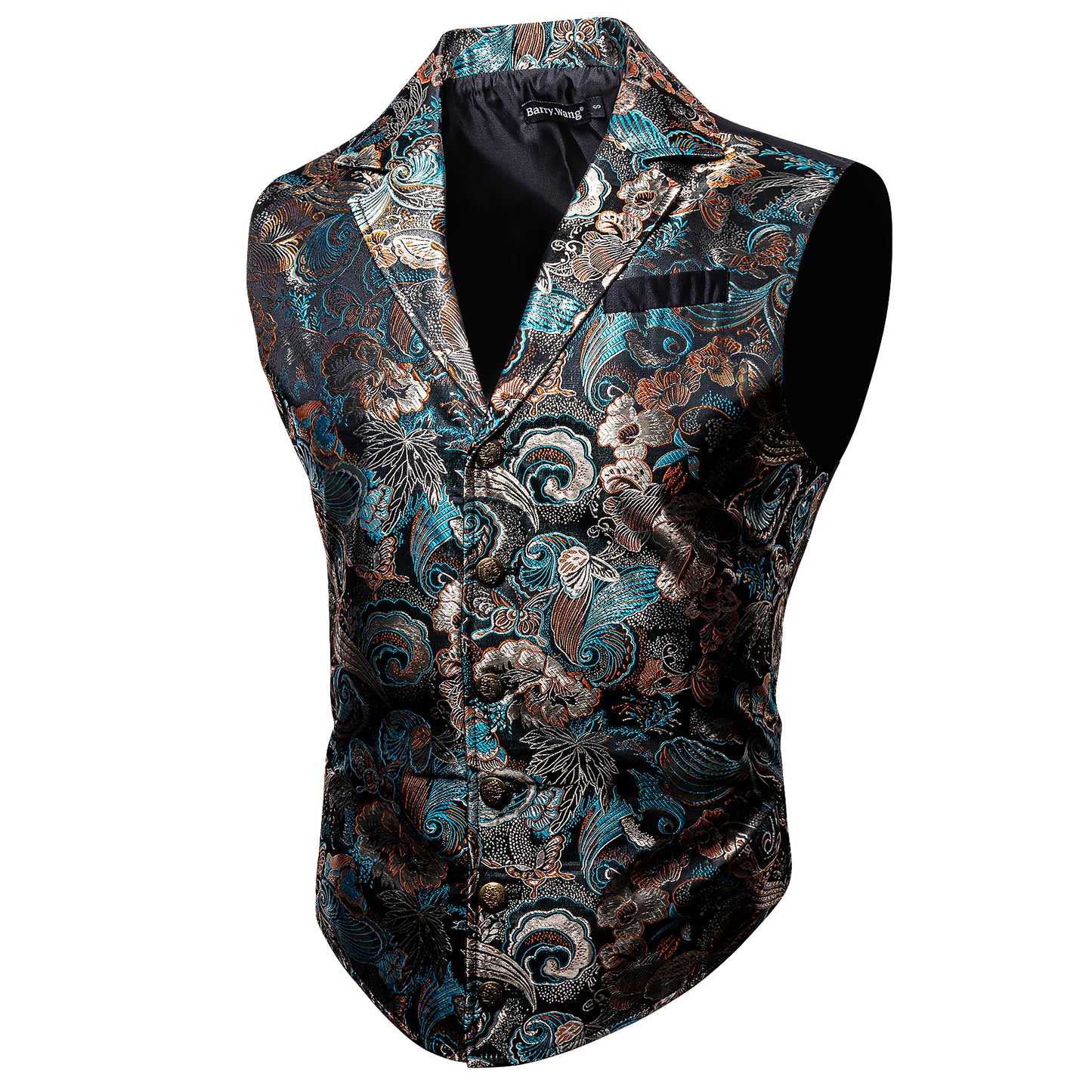 Victorian Waistcoat Steampunk Vintage Vest Silky Retro Icy Blue Silver