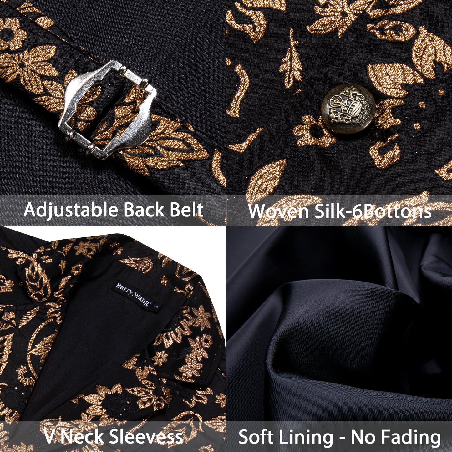 Victorian Waistcoat Steampunk Vintage Vest Silky Retro Brown Black