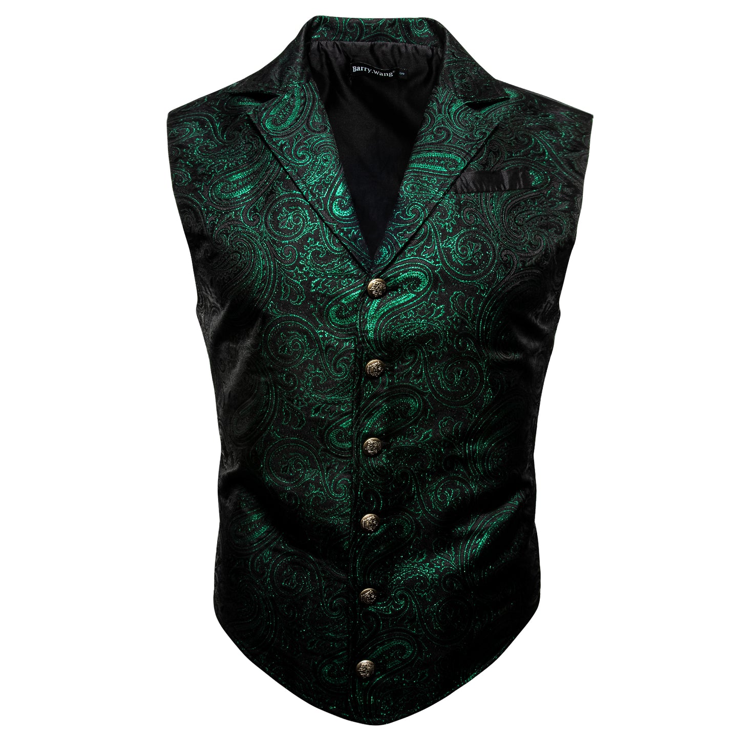 Victorian Waistcoat Steampunk Vintage Vest Silky Retro Swirl Pine Green