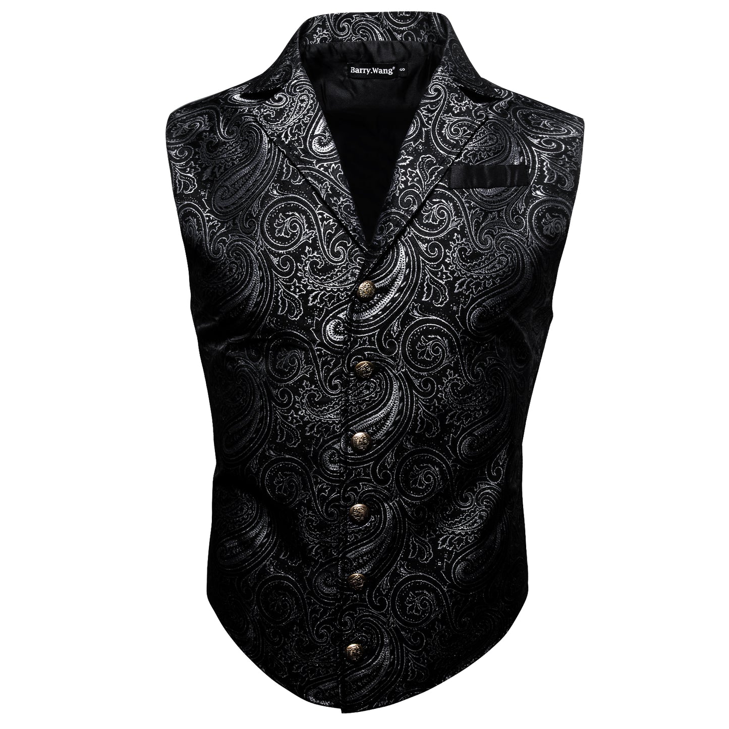 Victorian Waistcoat Steampunk Vintage Vest Silky Retro Swirl Charcoal Grey
