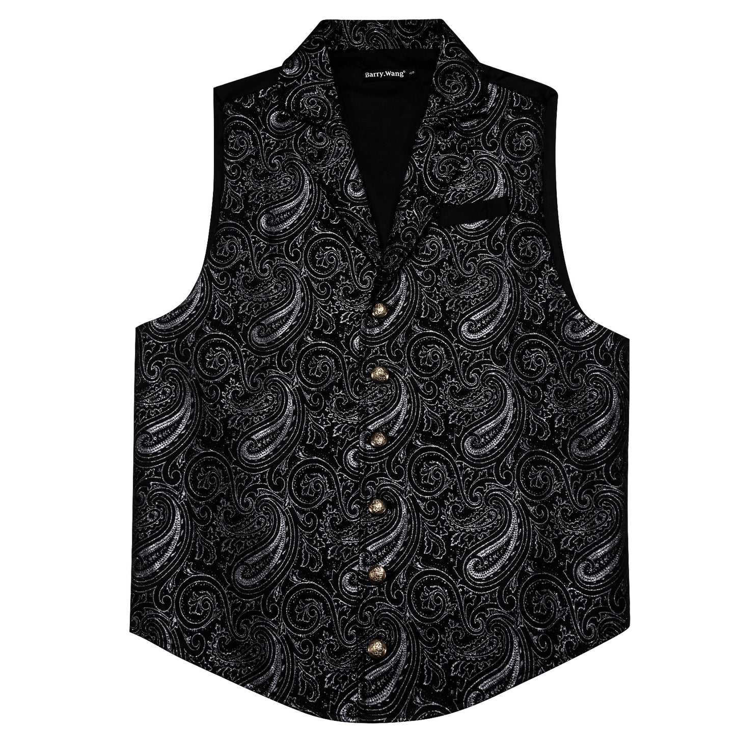 Victorian Waistcoat Steampunk Vintage Vest Silky Retro Swirl Charcoal Grey