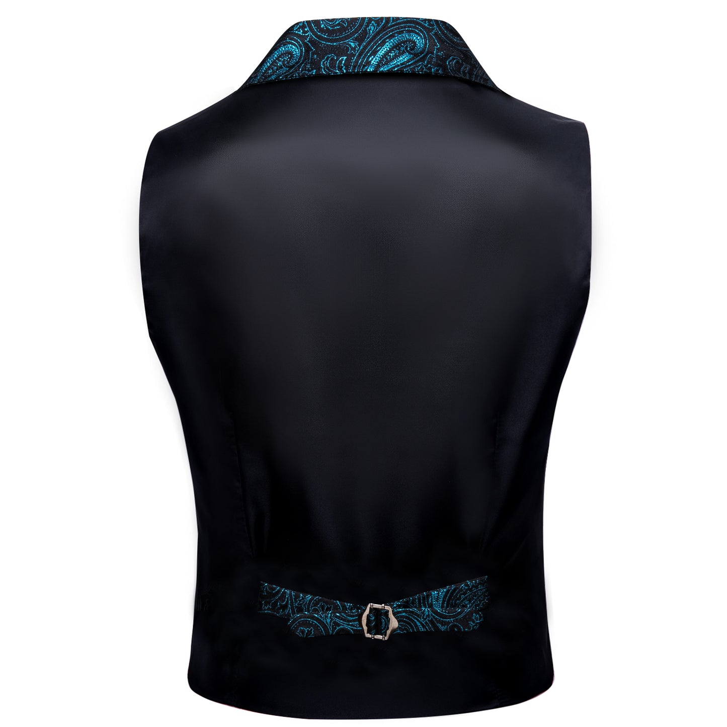Victorian Waistcoat Steampunk Vintage Vest Silky Retro Swirl Teal Blue