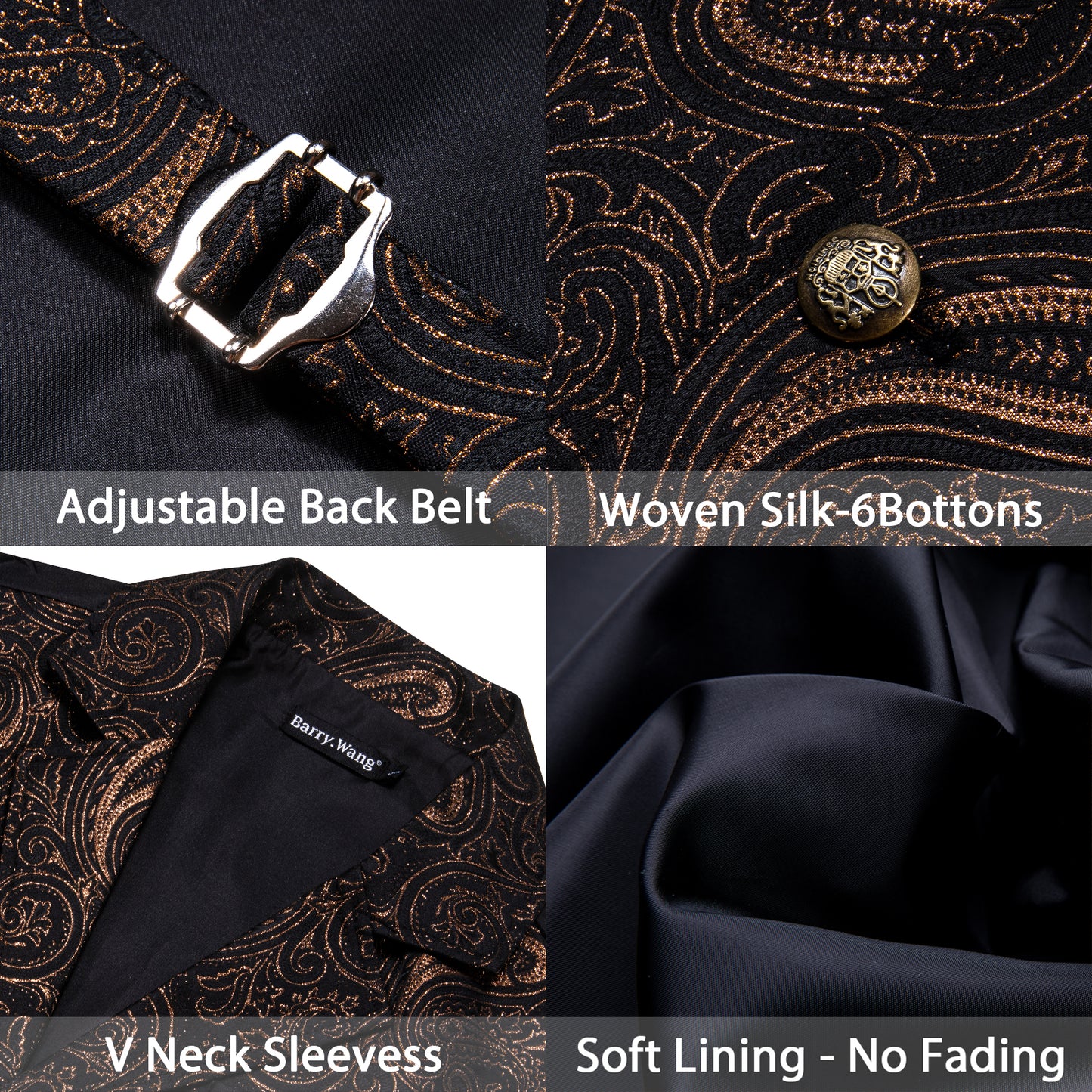 Victorian Waistcoat Steampunk Vintage Vest Silky Retro Swirl Bronze