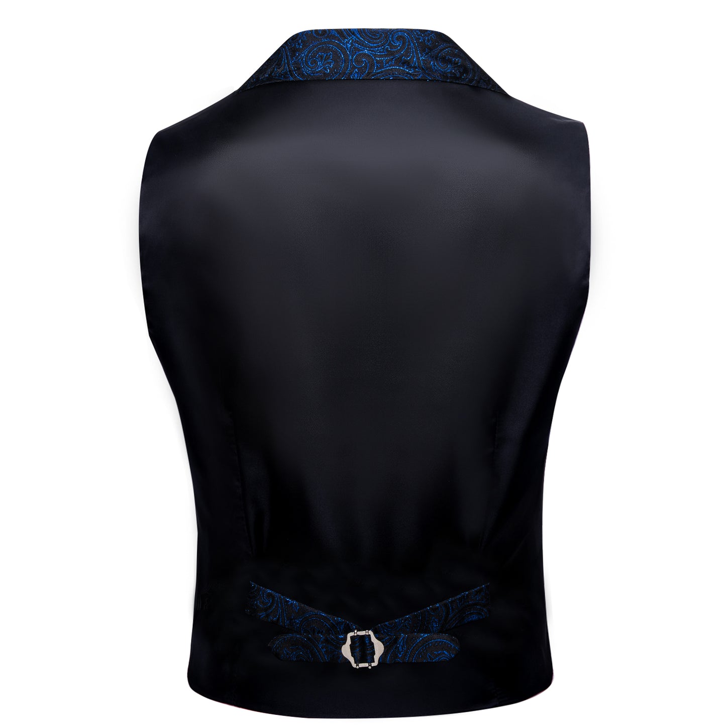Victorian Waistcoat Steampunk Vintage Vest Silky Retro Swirl Ocean Blue