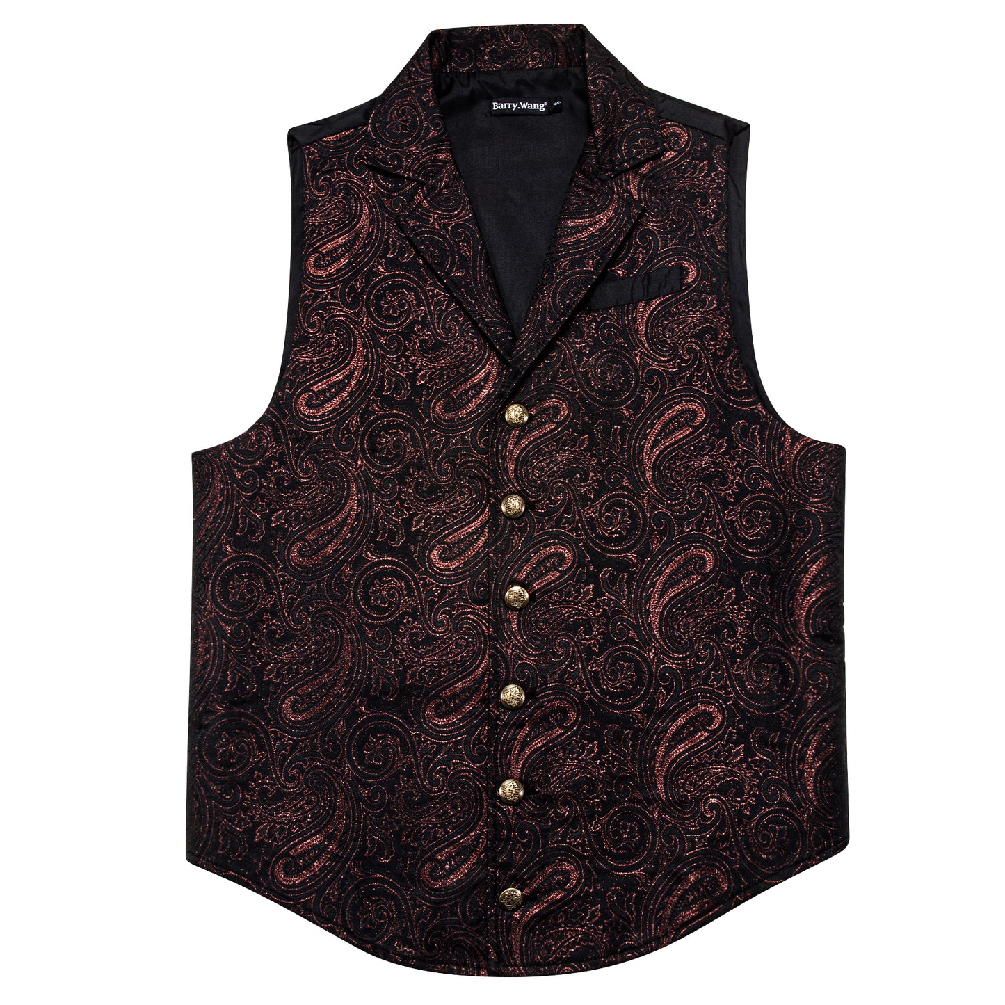 Victorian Waistcoat Steampunk Vintage Vest Silky Retro Swirl Rust Dark Red