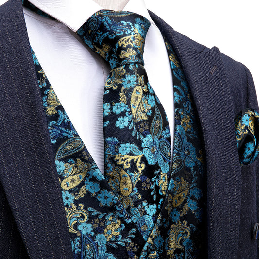 Designer Floral Waistcoat Buy 1 Get 1 Free Random Design in Your Size Silky Novelty Vest Peacock Garden