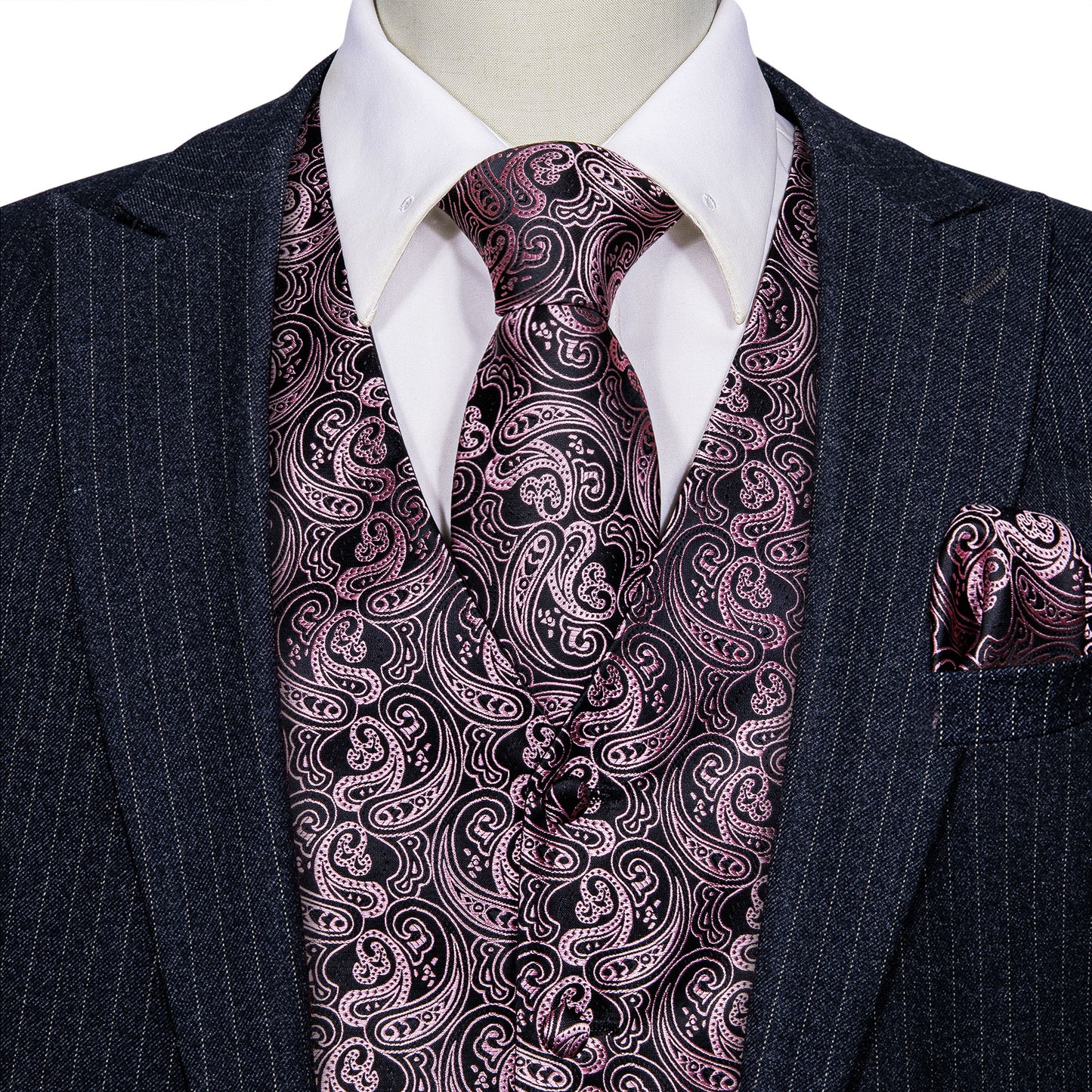 Designer Floral Waistcoat Silky Novelty Vest Lilac Black