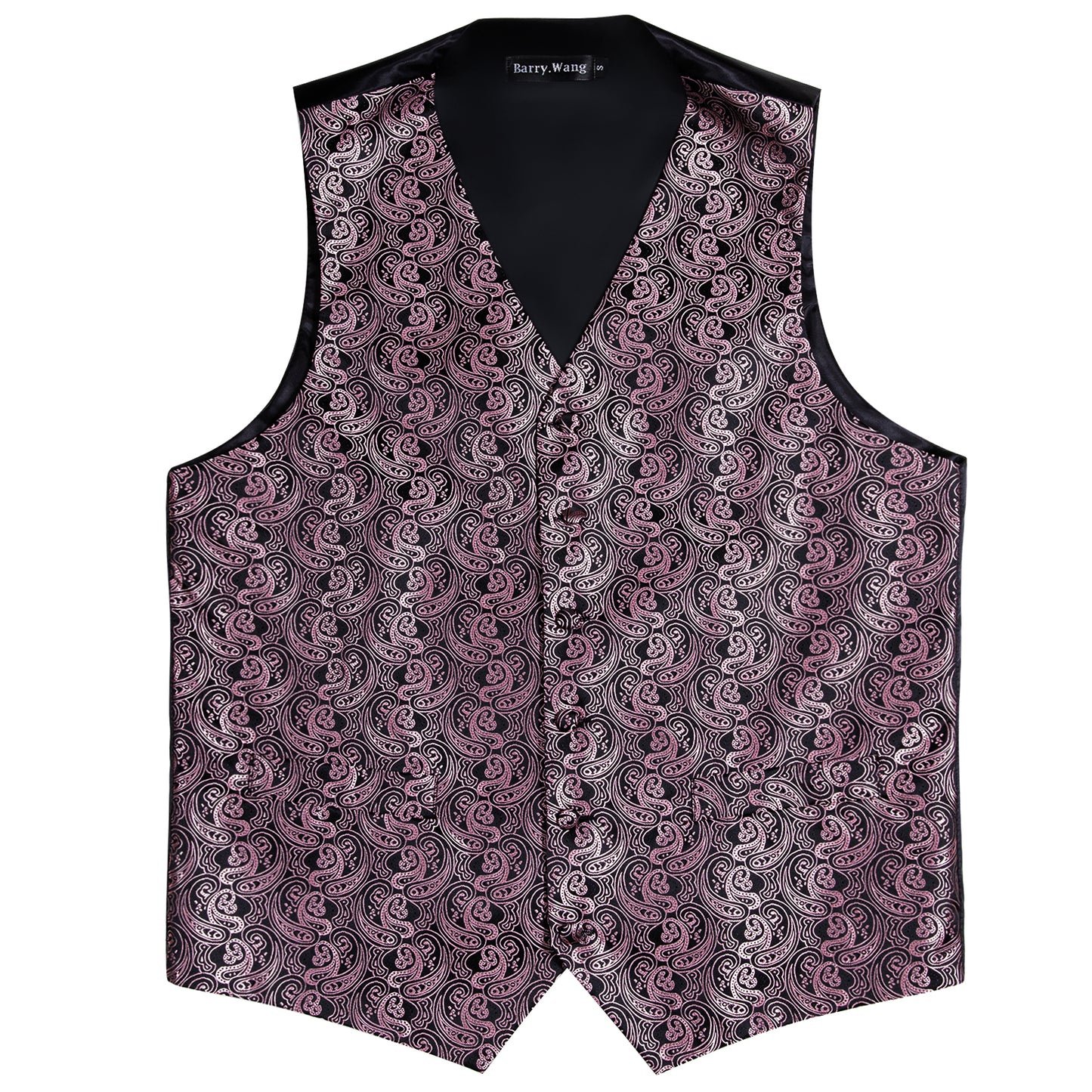 Designer Floral Waistcoat Silky Novelty Vest Lilac Black