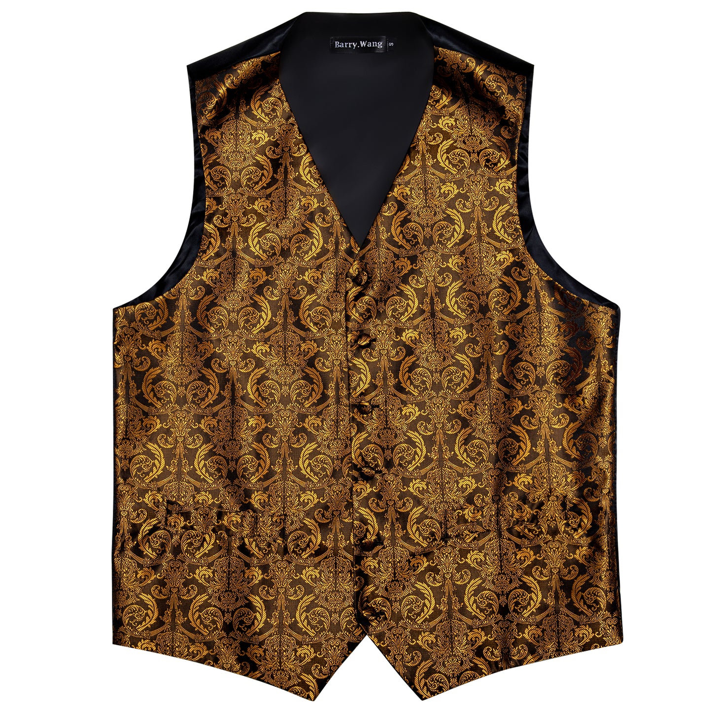 Designer Floral Waistcoat Silky Novelty Vest Palace Golden